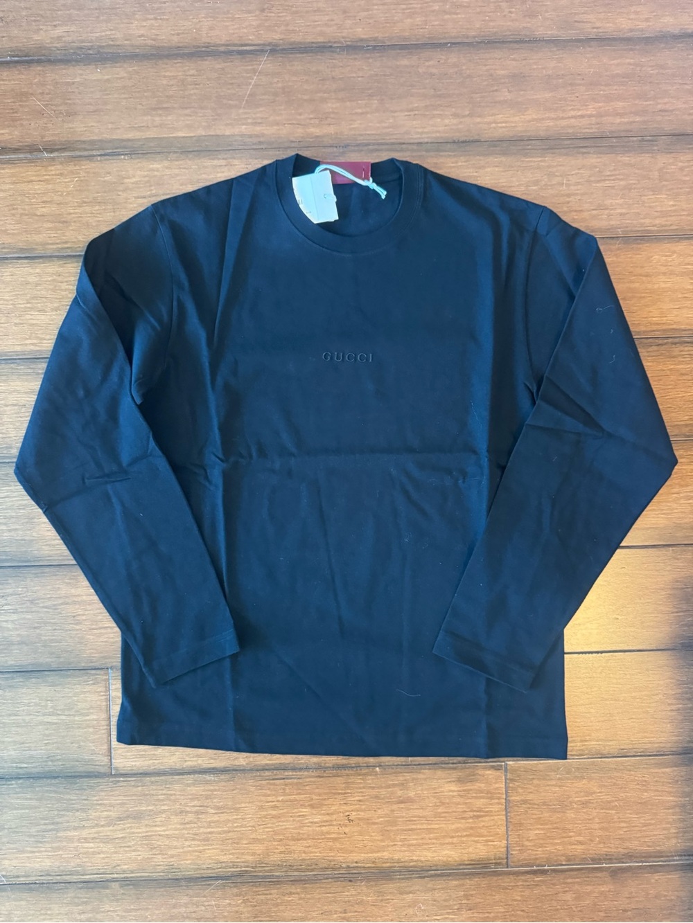 Gucci Black Long-Sleeve Crewneck with Tonal Logo